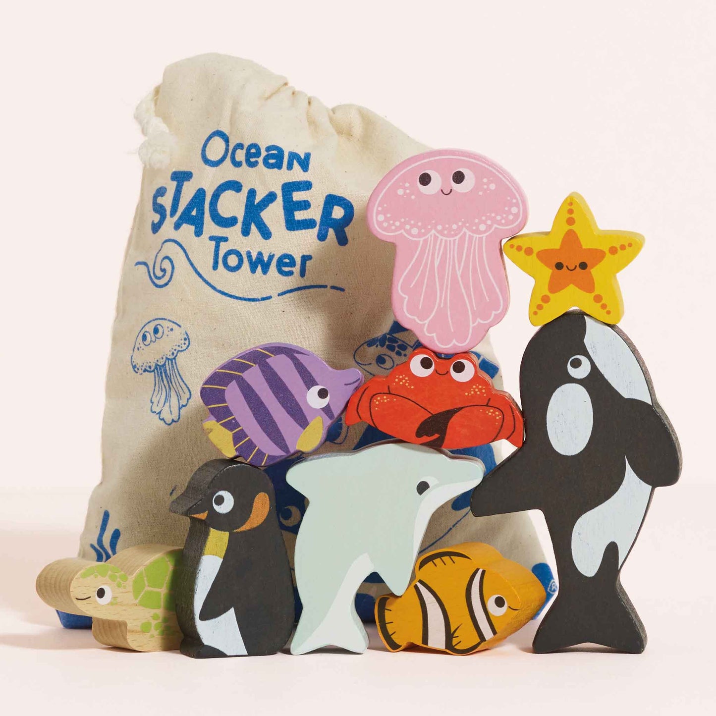 Le Toy Van Ocean Life Stacking Animals & Bag