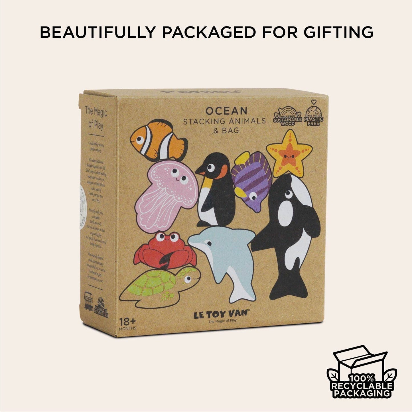 Le Toy Van Ocean Life Stacking Animals & Bag