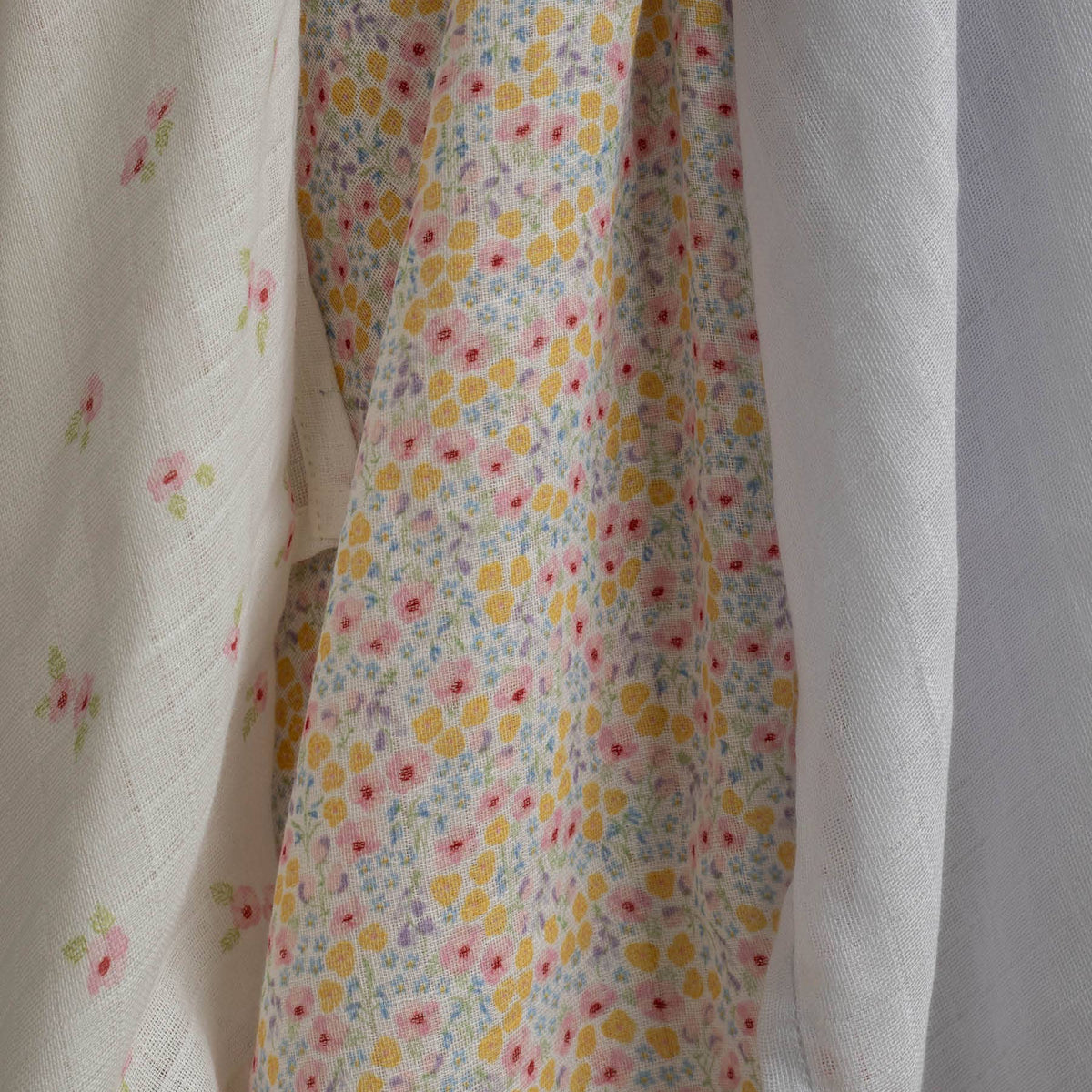 Avery Row Organic muslin squares in wildflower pattern