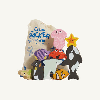 Le Toy Van Ocean Life Stacking Animals & Bag