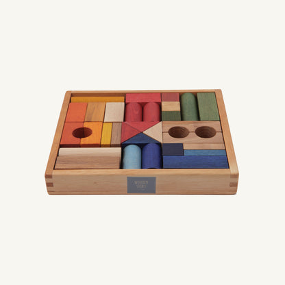 Wooden Story Rainbow Blocks in Tray - 30 pcs
