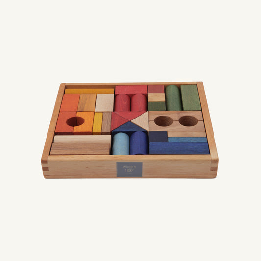 Wooden Story Rainbow Blocks in Tray - 30 pcs