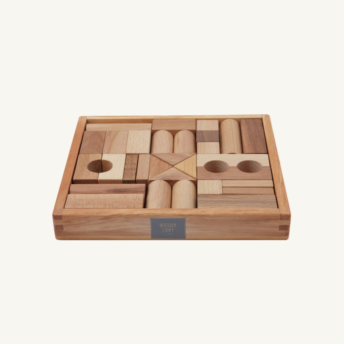 Wooden Story Natural Blocks in Tray - 30 pcs