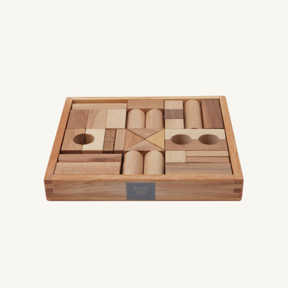 Wooden Story Natural Blocks in Tray - 30 pcs