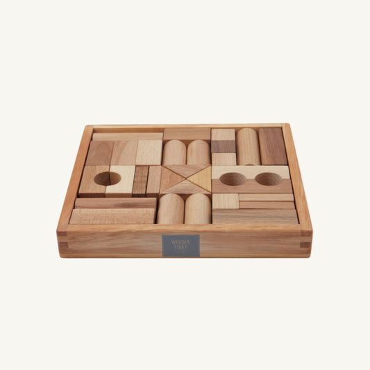 Wooden Story Natural Blocks in Tray - 30 pcs